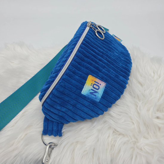 Preview: Gürteltasche - "Nö" - Blau Breitcord